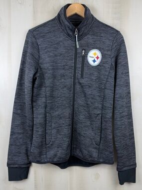 NFL Team Apparel G-III Women’s Full Zip Pittsburgh Steelers Jacket Gray Medium
